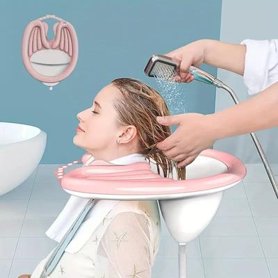Portable Home Assistive Nursing Patient Bedridden Handicapped Adult Hair Washing Basin PVC Drain Tube Inflatable Shampoo Basin