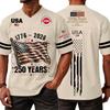 Men's Casual Fashion V-Neck Independence Day Print Short Sleeve Sports T-Shirt Top