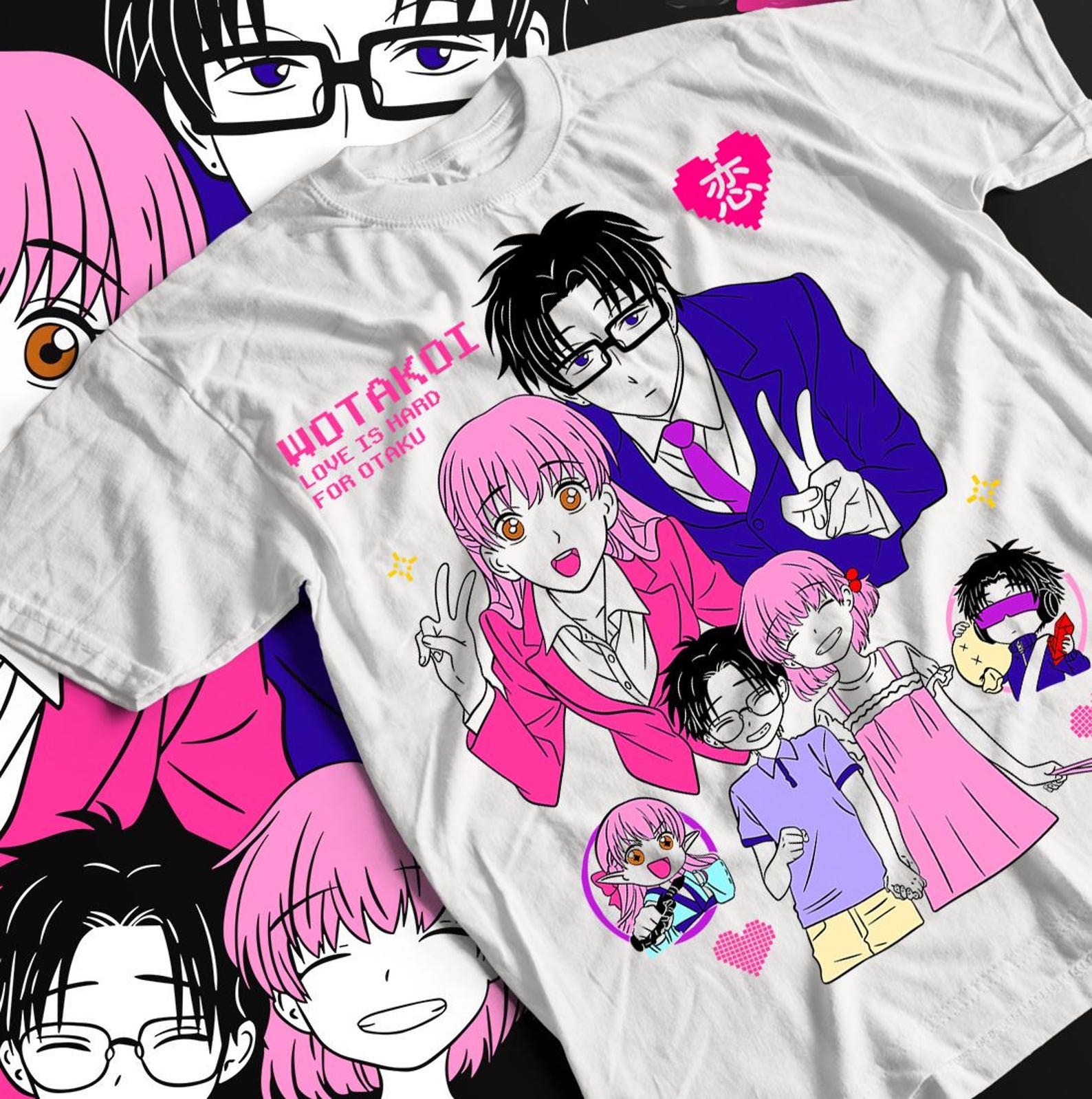 Love is Hard for Otaku Anime Girl Kawaii Shirt Wotakoi All Sizes S