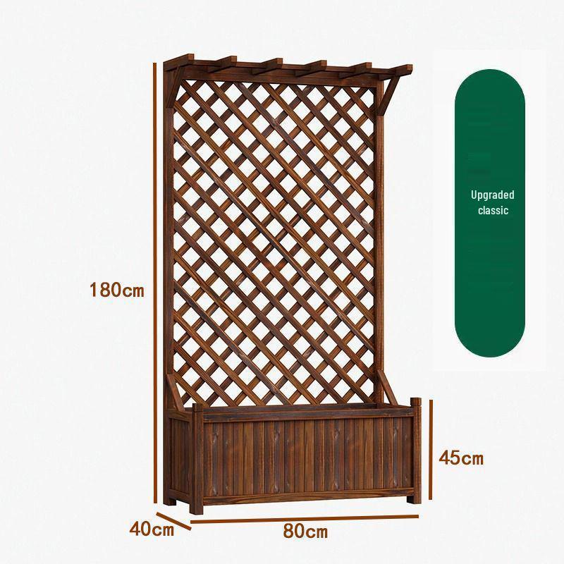 Carbonized Anti-Corrosion Wood Planter Box with Climbing Frame for Outdoor Balcony or Courtyard