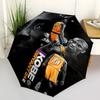1 pièce Parapluie Pliant Automatique Hommage à Kobe Bryant, Conception Pliable en 3 Parties Portable, Cadre en Fer à 8 Baleines Parapluie d'Extérieur, Cadeau Parfait pour les Fans, les Voyageurs, le Quotidien