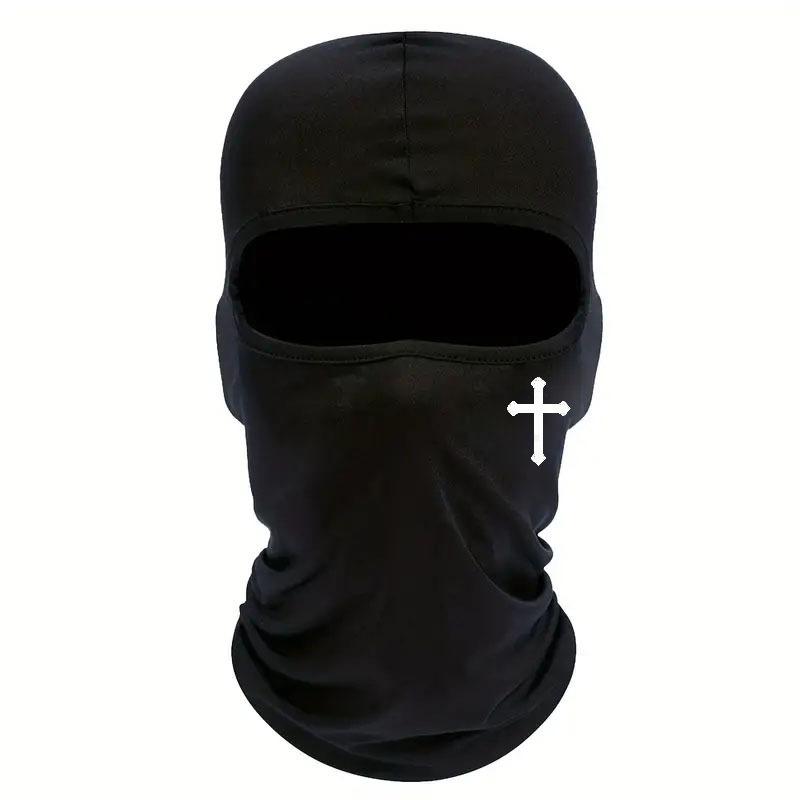 

Breathable Black Cross Balaclava Caps for Men Face Ski Mask Beanie Four Seasons Bicycle Hiking Outdoor Sports Tool Bonnet one size чорний