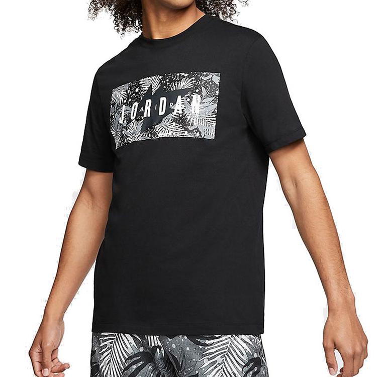 Jordan AS MJ POOLSIDE FLORAL CREW T Shirts Men's Black Crew Neck Moderate Straight Fit CQ2061-010