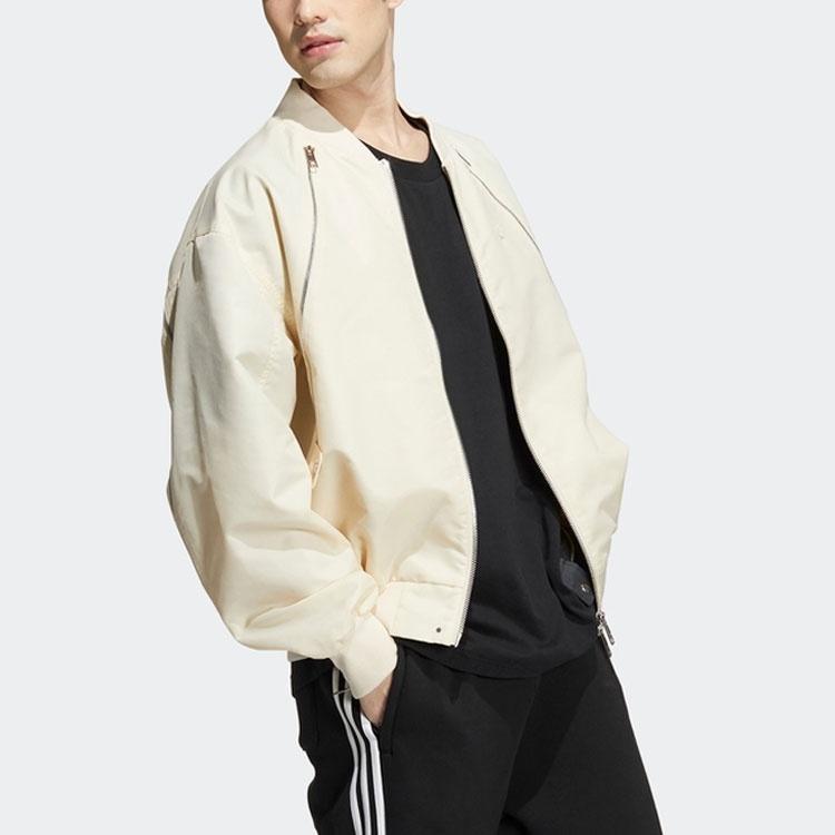 adidas originals Zipper Jkt Solid Color Casual Sports Jacket Beige Men's HL6493