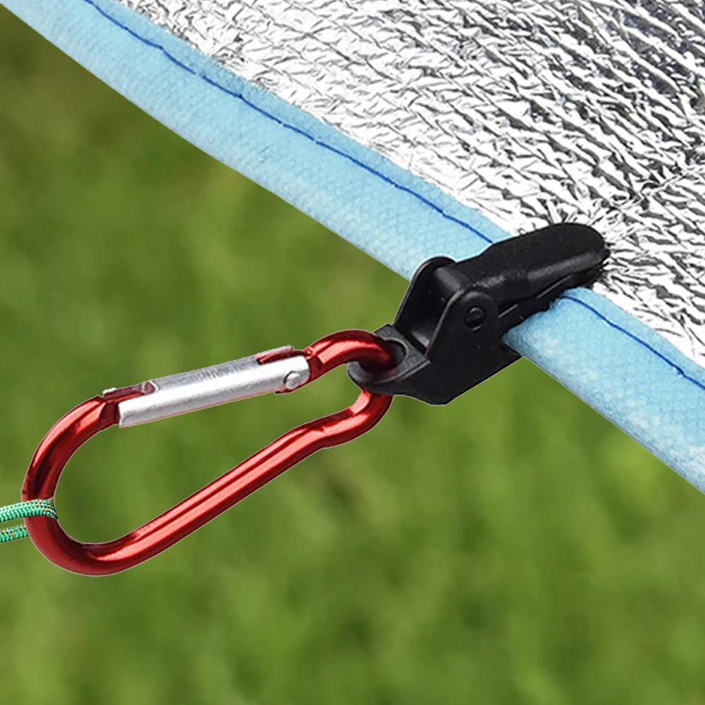 10/20 STÜCK Outdoor Planenclips mit Karabiner Zelt Markise Windseil Krokodilklemme Outdoor Camping Windschutz Befestigung Zelthaken