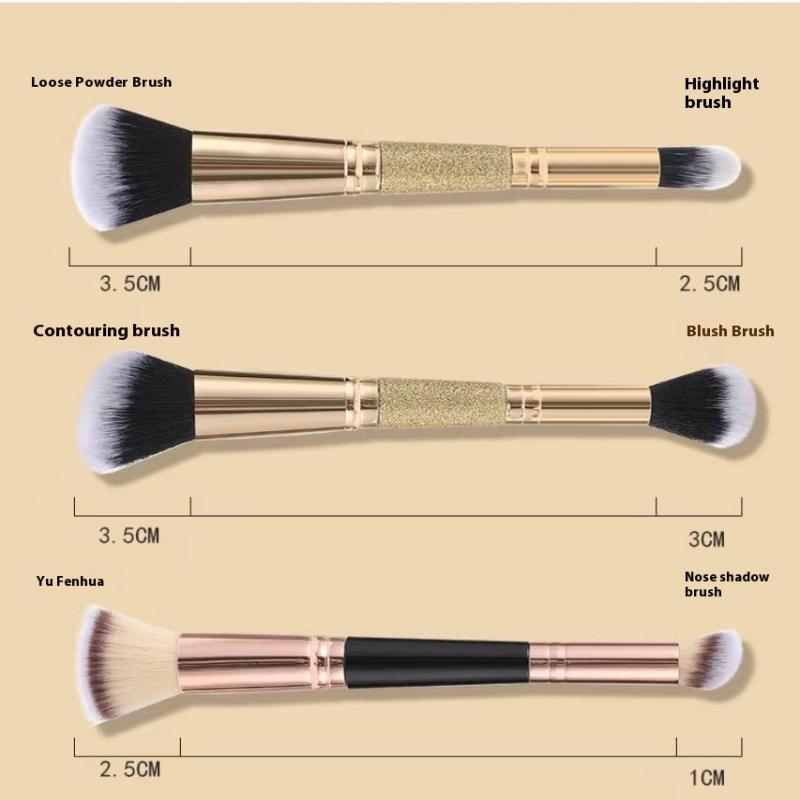 1/3 Stück Doppelseitiger Foundation Make-up Pinsel Angeschrägter Concealer Make-up Pinsel zum Verblenden Flüssig Puder Flauschige Kosmetikwerkzeuge