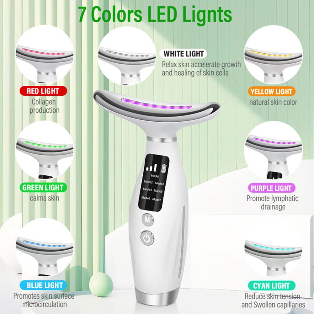 Beauty Neck Instrument,Red Purple Light Lifting Firming Face Massager,Reduce Fine Lines Face Massage For Home Travel
