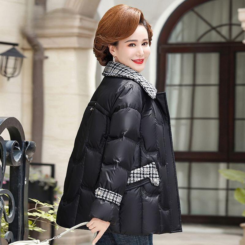 

Зимняя пуховая куртка для женщин, короткое дутое пальто, модная теплая верхняя одежда для мам среднего возраста M