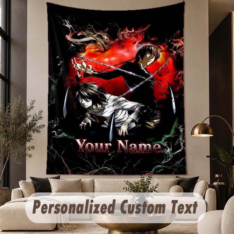 Custom Text Printed Tapestry Death Note Pattern Large Wall Hanging Indoor Room Decor