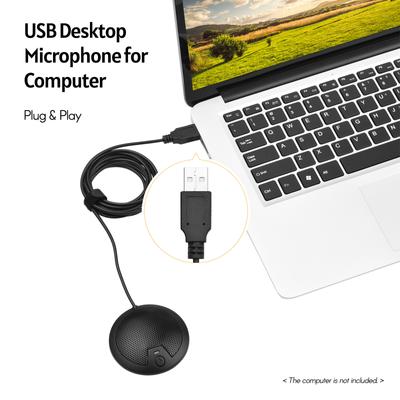 USB Desktop Condenser Microphone 360 Degrees  Omnidirectional Mic with 2m Long Cable Type-C Plug for