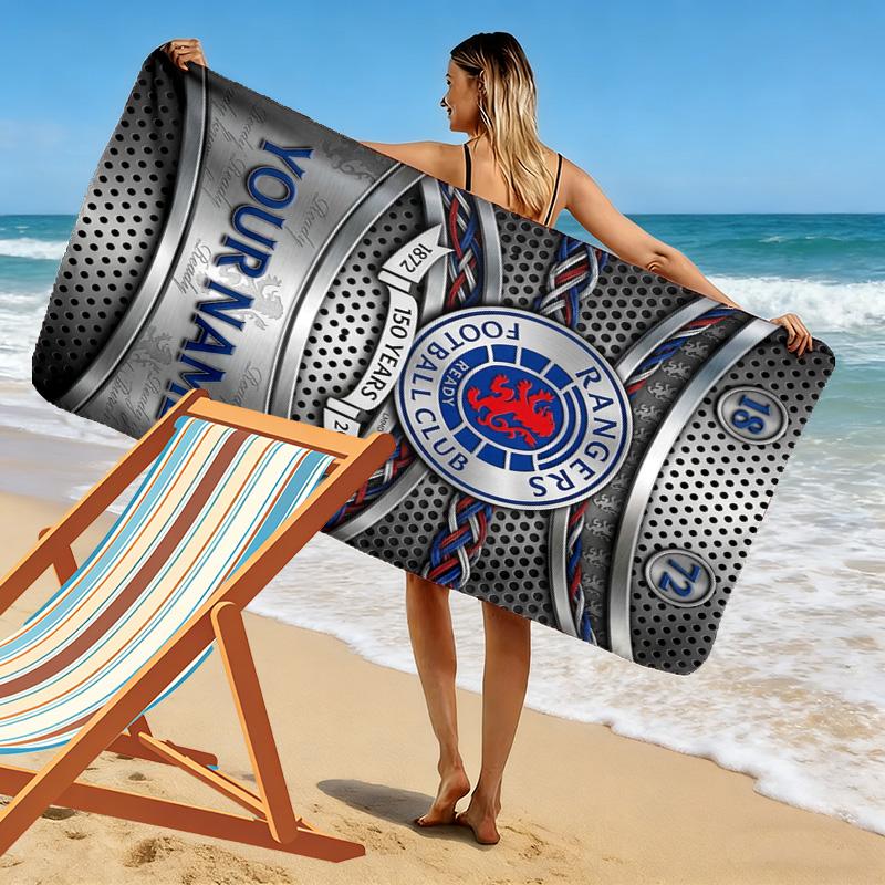 Name Custom Rangers fc Logo Print Beach Towel, Large Soft Quick Dry Towel for Beach Camping Swimming