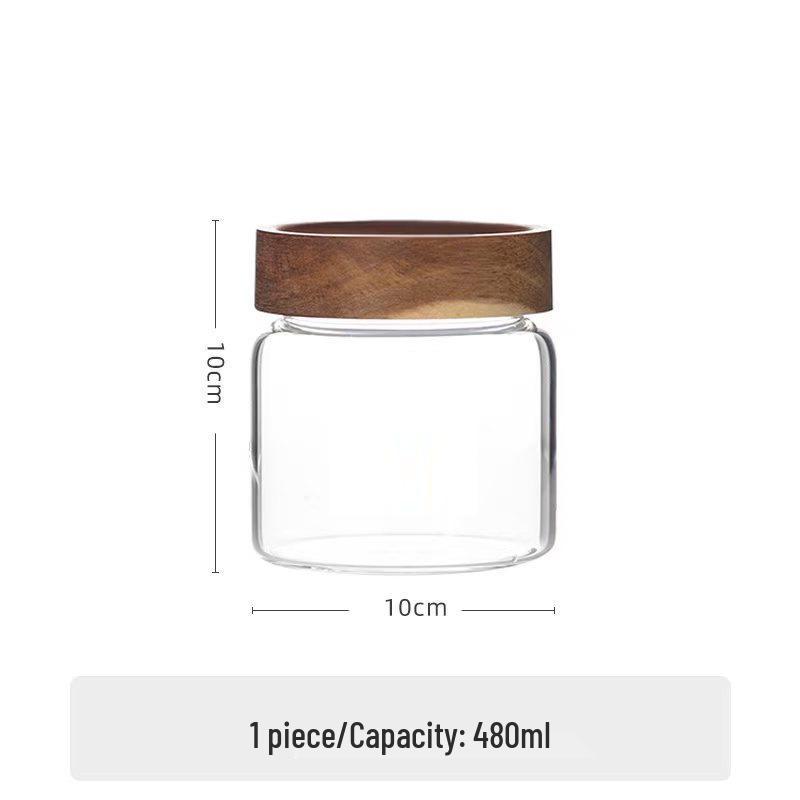 Acacia Wood Lid Airtight Borosilicate Glass Storage Jar for Cereal, Grains, and Coffee Beans