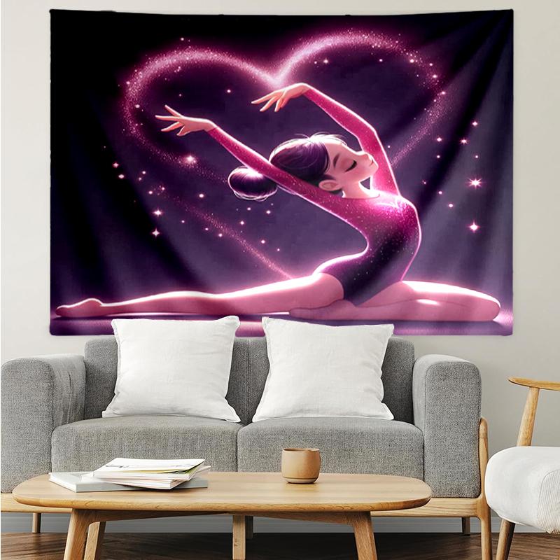 gymnastics Print Tapestry, Backdrop, Easy Setup, Ideal for Bedroom, Office & Living Room, with Aesthetic Wall Hanging Decor.