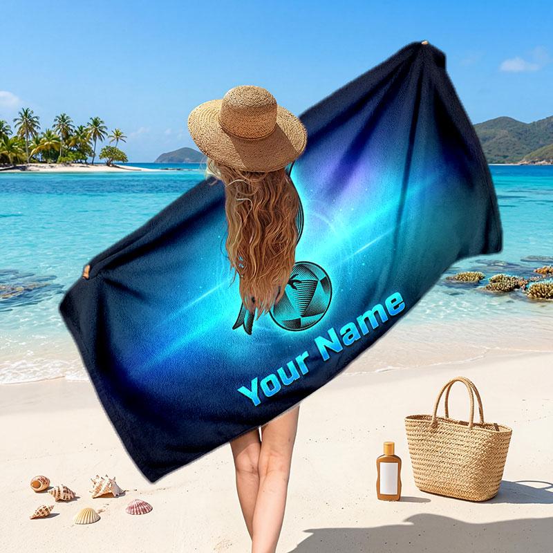 Norwich City Custom Beach Towel, Personalized Name Text Print, Football Logo Soft Quick‑Dry Towel Holiday Gift