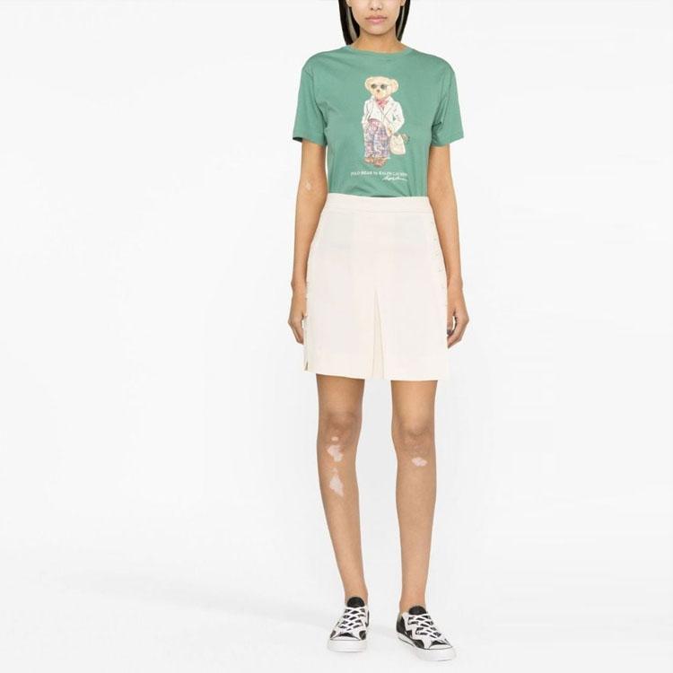 Polo Ralph Lauren Bär-Print Rundhals Kurzarm T-Shirt Damen Tops Grün 211892607-001