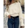 French Elegant Solid Off-Shoulder Sweater Loose Slash Neck Long Sleeve Knitted Pullovers Women Autumn Winter Fashion Casual Lady