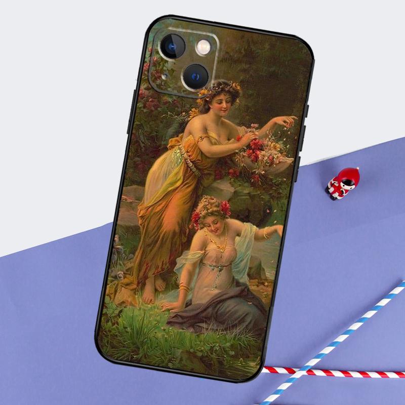

Renaissance Art Painting For iPhone 16 15 14 Pro Max Phone Case For iPhone 16 15 13 11 12 Pro Max Mini 7 8 Plus XS X XR Cover iPhone 13 mini