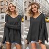 Women's Clothing Plus Size Fashion Knitwear Sweater Sexy Pullover V-neck