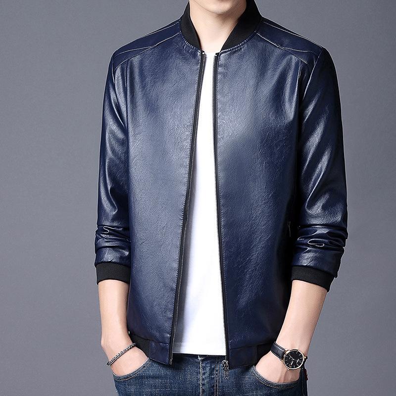 8XL Plus Size Men's Slim Fit PU Leather Jacket - Spring/Autumn Korean Motorcycle Style