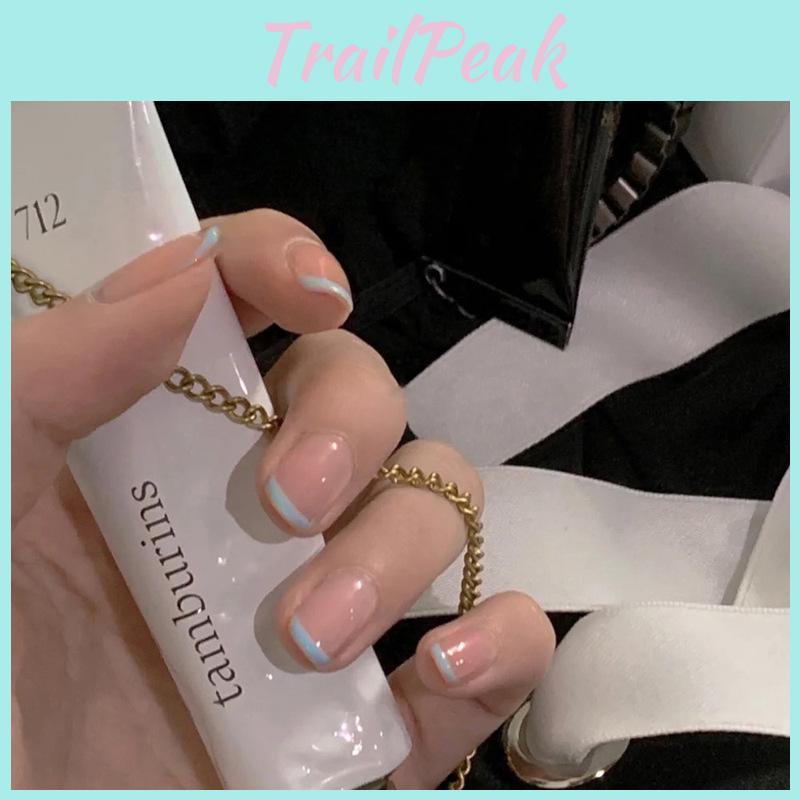 Unique 2020 Chinese Brand Nail Art Stickers With Removable French Fake Nails In Gel Glue And Jelly Double-sided Design