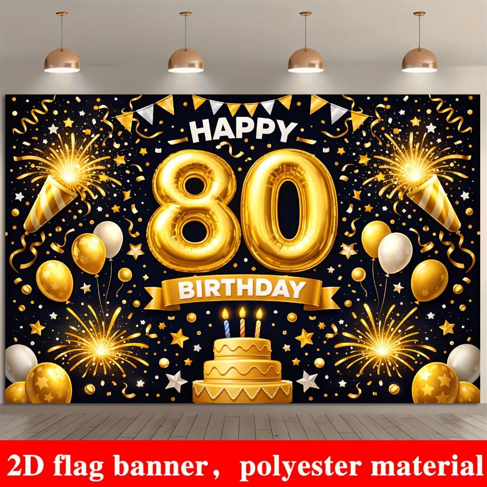 One 2D flag an 80th birthday theme banner background made of polyester material.