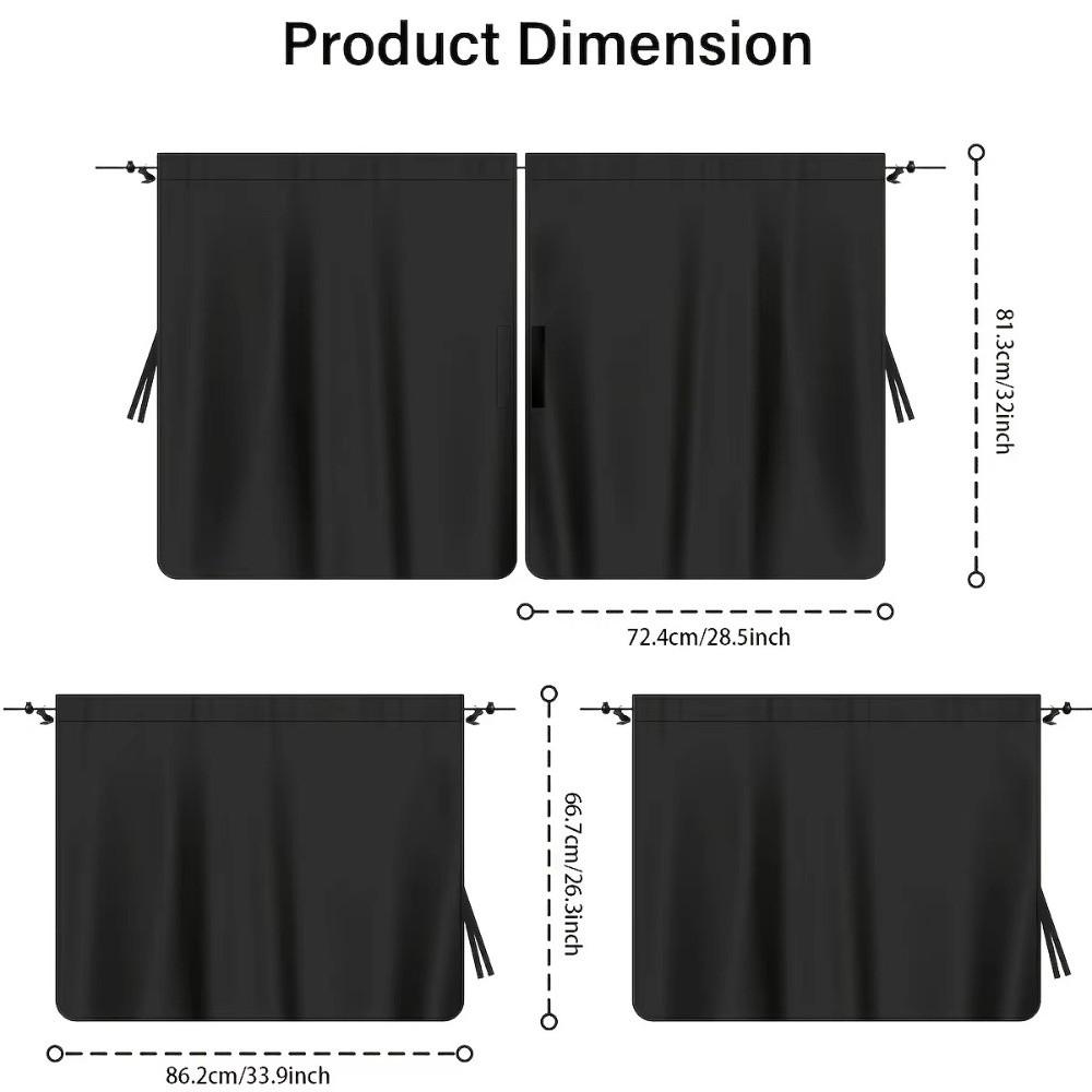 4pcs Black Car Privacy Curtain Set Detachable Privacy Travel Nap Car Window Sunshade Cover Night Car Camping Simple Curtain
