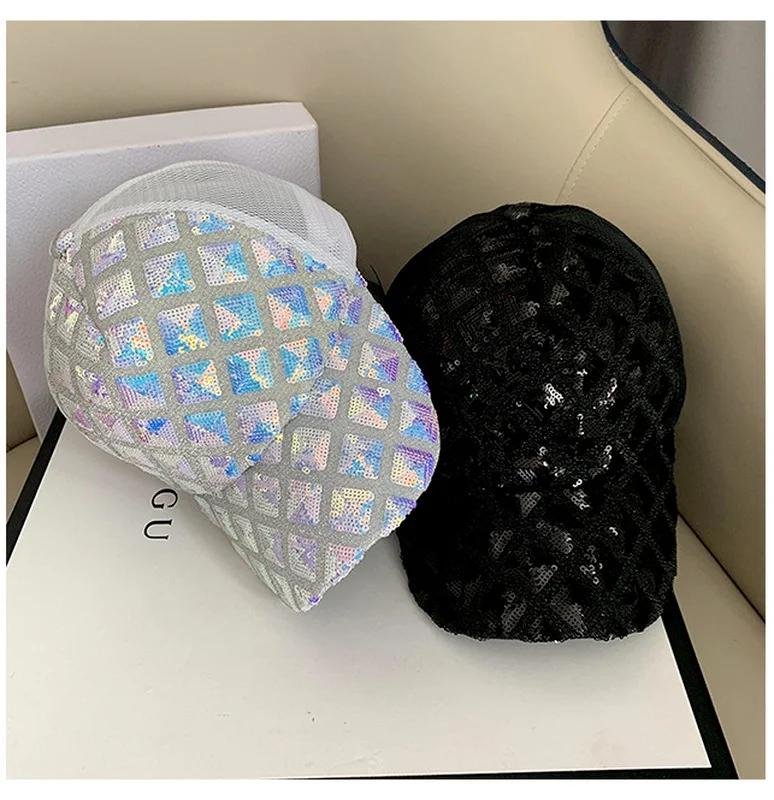 Unisex Kšiltovka S Flitry a Kamínky Baseballová Čepice Sluneční Klobouk Ležérní Prodyšná Síťovina Sluneční Ochrana Sluneční Klobouk (4 barvy)