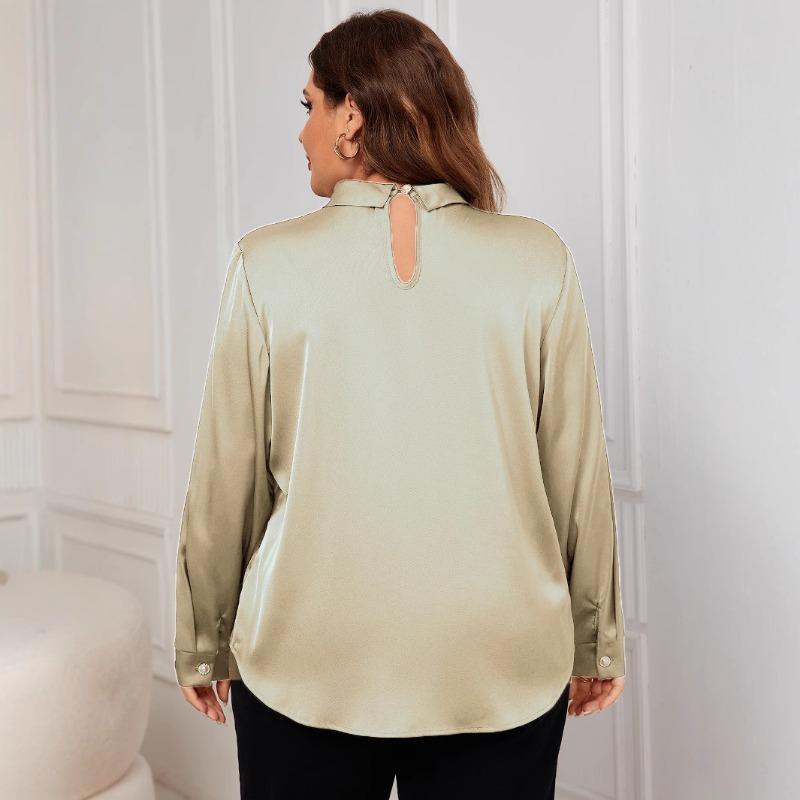 Women's Fashion Casual Spring Autumn Solid Color Print Long Sleeve Blouses & Shirts