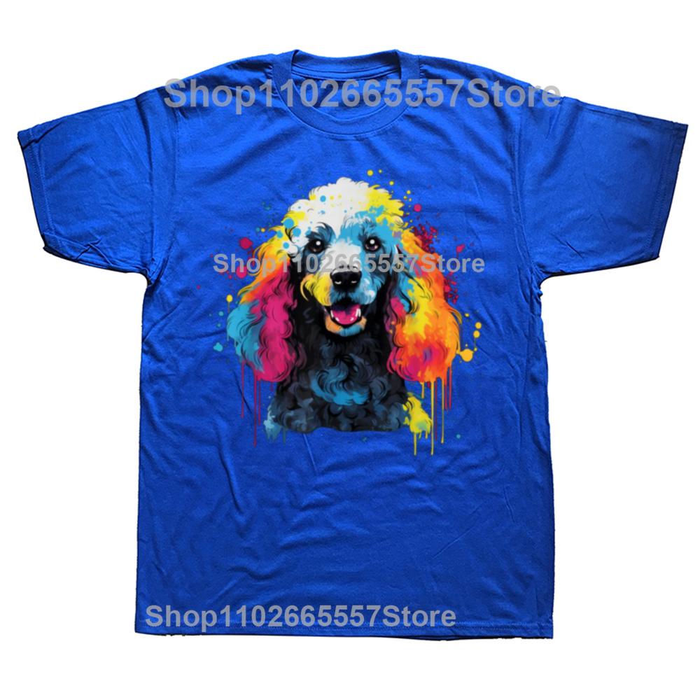 Funny Pop Art Colorful Poodle Dog Lovers Mothers Day Graphic Tshirts Men Casual Tshirt 100 Cotton Loose Oversized T Shirt