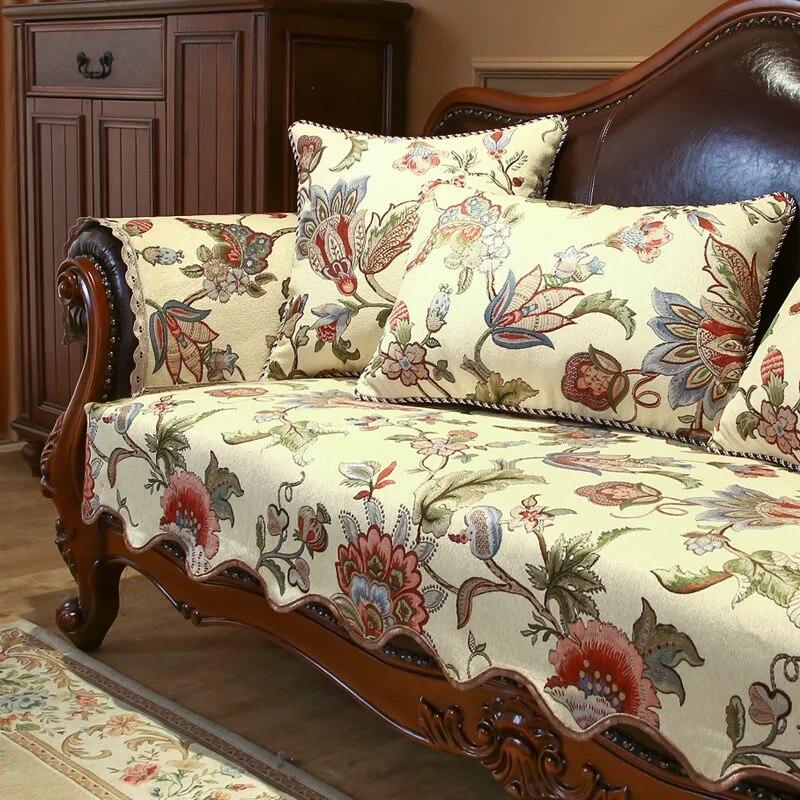 

Роскошный чехол для дивана из жаккардовой ткани, высококачественный чехол для дивана из синели, противоскользящая подушка, европейский комбинированный чехол, чехол для мебели 90x210 cm 1pc