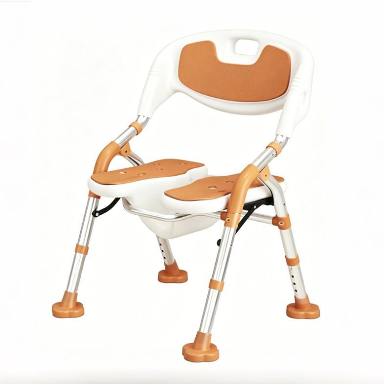 Adjustable Folding Shower Chair for Elderly, Pregnant Women, and Children - Four Height Settings, Portable and Anti-Tip Design.