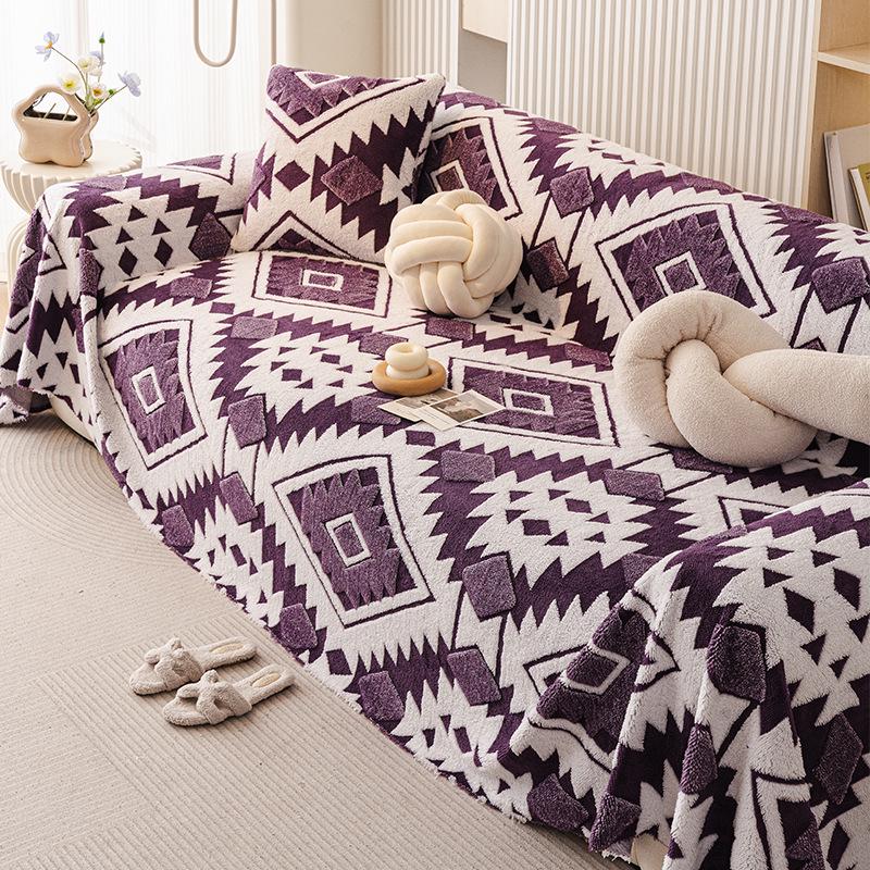 2025 High-End Plush Sofa Towel: Full-Wrap Thickened Cover for Spring & Autumn