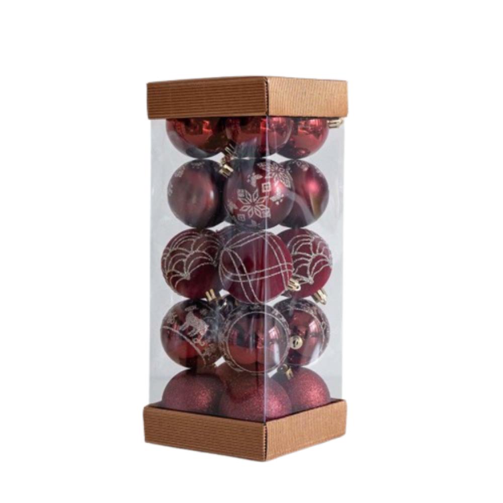 

20pcs Shatterproof Electroplated Hanging Balls Plastic Xmas Tree Ornaments Wedding Party Ornaments червоний