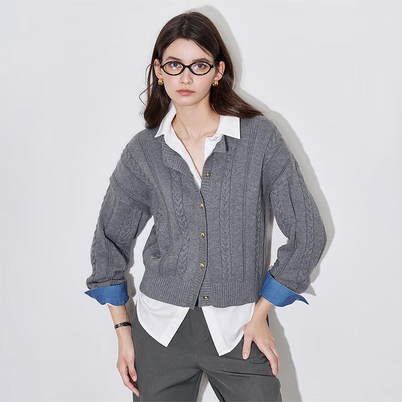 Chuyu Women's 2025 Spring Retro Cable Knit Short Cardigan