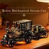 Vintage Steam Engine Car Building Kit, Mechanical Linkage Bricks Model, Collectible Display Ornament for Men, DIY Assembly Toy