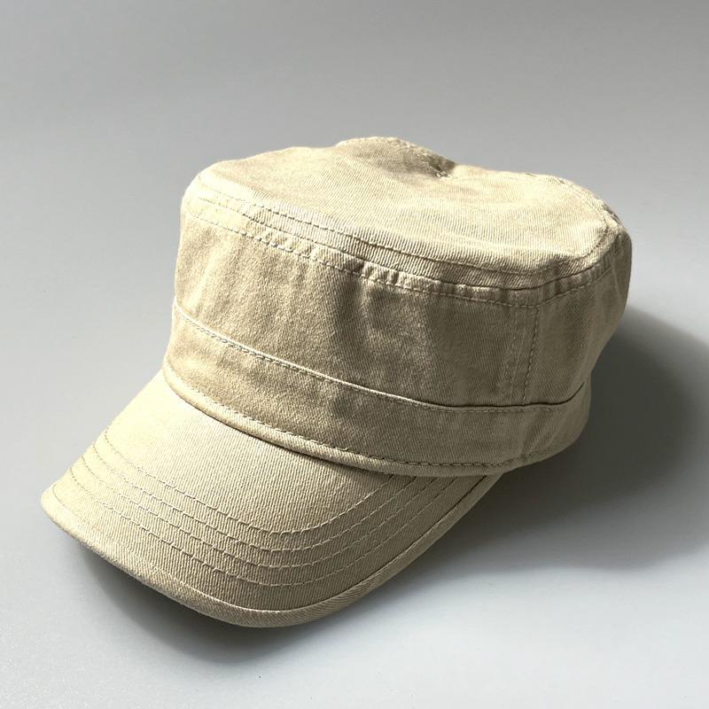 Washed Cotton Big Head Men Military Cadet Cap Army Style Navy Baseball Hats Flat Top Sun Caps for Women
