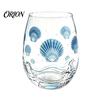 Decorative Aesthetic Water Tumblers Stemless Wine Glasses with Marine Animal Pattern, 420ml Capacity, High Borosilicate Clear Glass Cups for