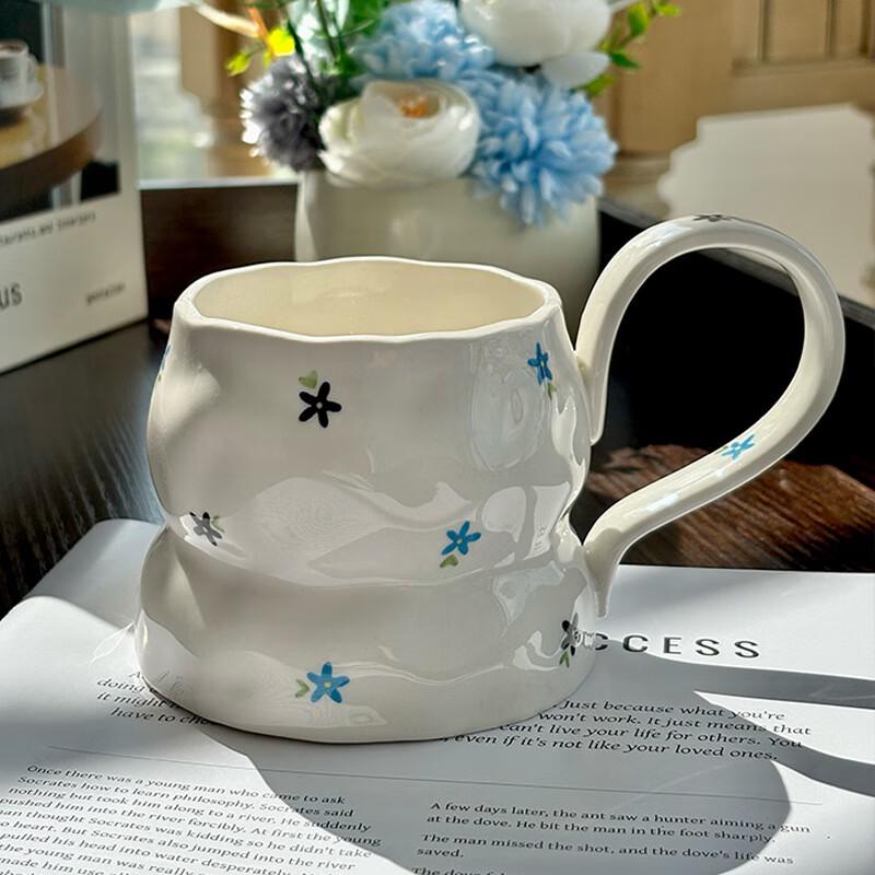 Shangqi Hand-Painted Floral Ceramic Coffee Cup & Saucer Set