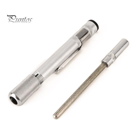 Fish Hook Polishing Tool Pen Type Portable Sharpener, Heavy Duty Metal Fishing Sharpener Sharpening Tool, Cutter Rod with Clip, Accessories Grinding