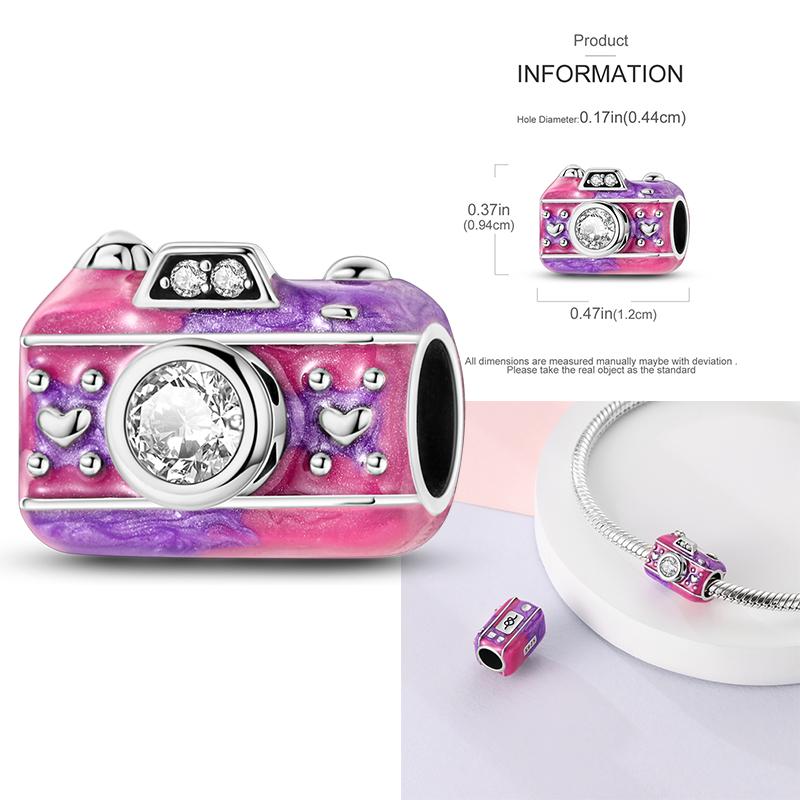 Copper Alarm Clock Starry Sky Pendant Heart-Shaped Charms Beaded Fit Original Bracelet Jewelry Women Diy