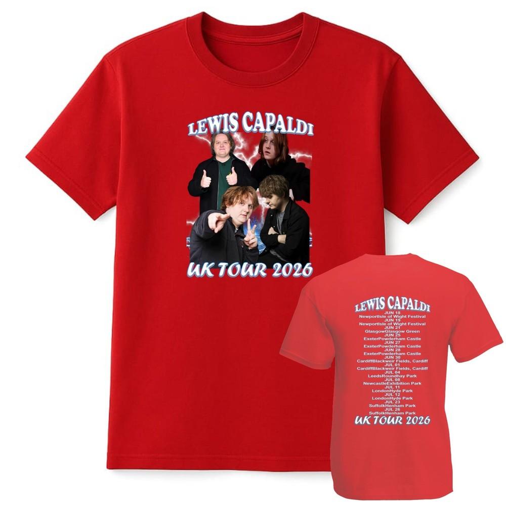 Lewis Capaldi UK Tour 2026 Bootleg TShirt Pop Singer Music Concert Dates Tee S