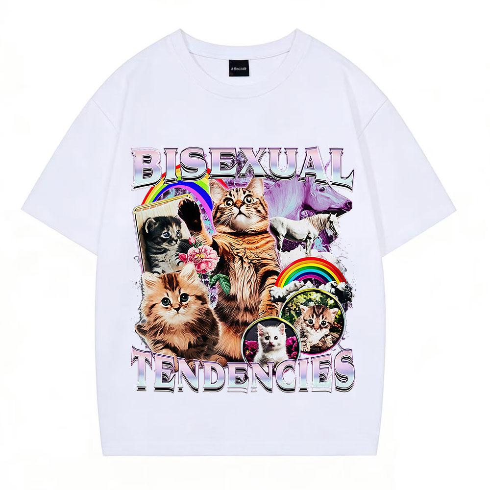 Funny Cat Meme T Shirts Unisexs Unisex Casual Aesthetics Cotton T Shirts Fashion Harajuku Oversized Short Sleeve Loose Tshirts