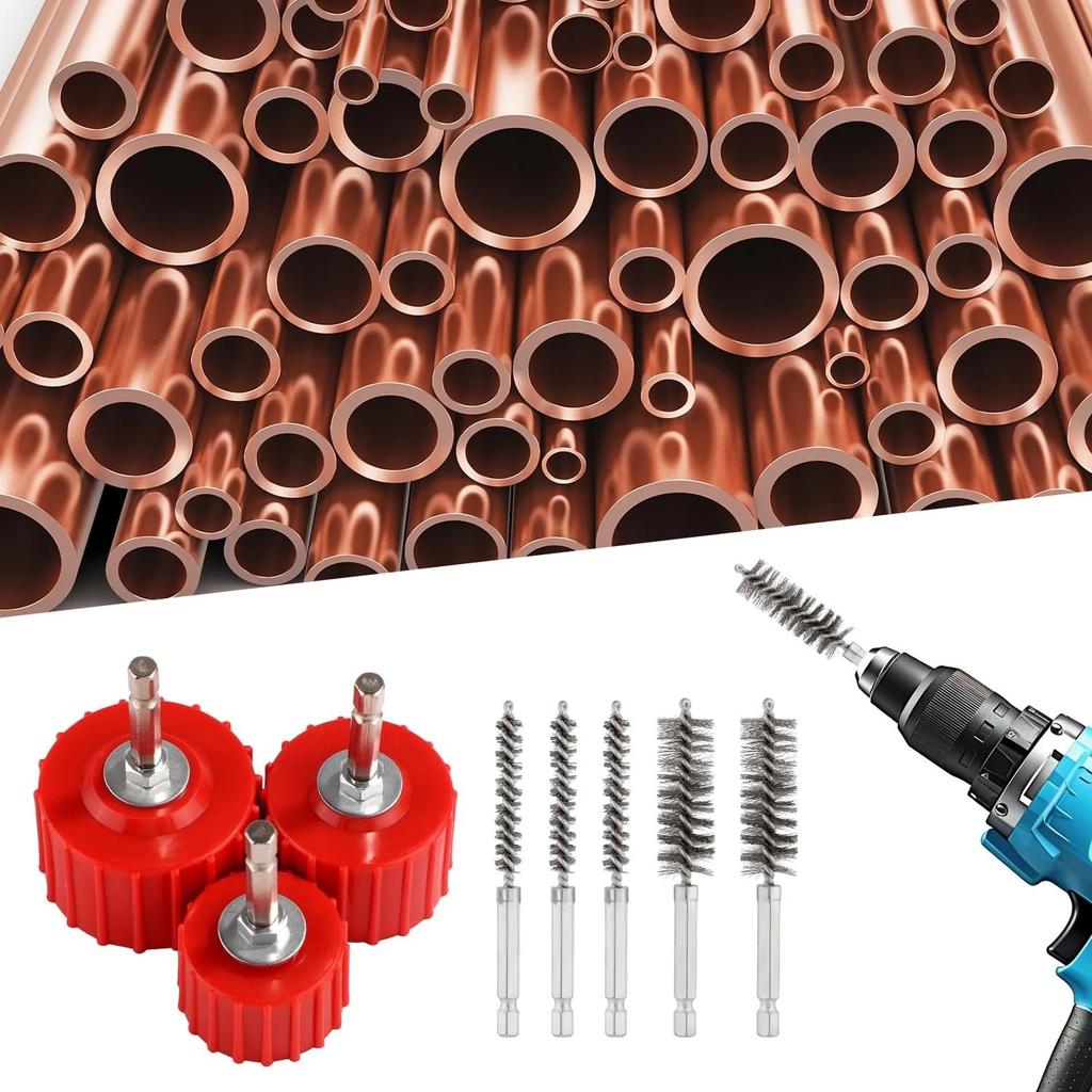 9 Pieces Of Metal External Pipe Grinder Pipe Cleaning Brush Polishing/Rust Removal Tool Home Stainless Steel Cleaning Brush