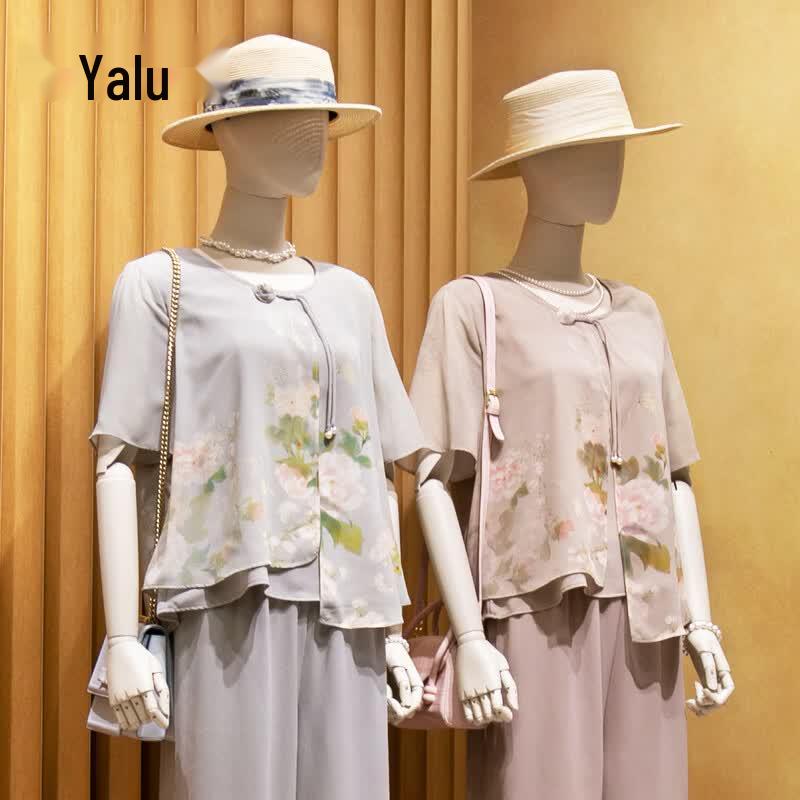 Yalu Women s Elegant Chiffon Summer Set XL