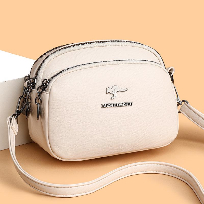 

Винтажная текстурированная многослойная квадратная сумка кроссбоди - Женская летняя повседневная сумка на плечо, Простая и универсальная, Мягкая, Стиль высокого класса белый