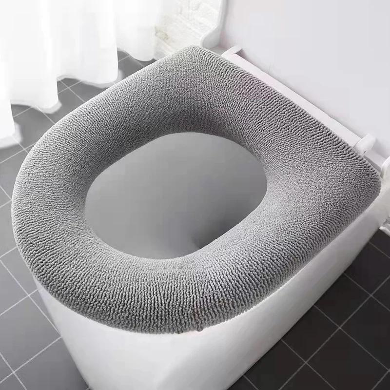 O Shape Universal Winter Toilet Seats Cover Closestool Mat Washable Bathroom Accessories Knitting Keep Warm Soft Toilet Seat