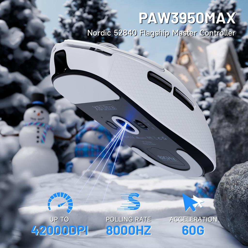 ATTACK SHARK X8 Ultra Gaming Super Lightweight Wireless 8000Hz Polling PAW3950MAX Nordic52840 8K 42K 60G 500mAh WEB Large 100 Million Switch Bilateral
