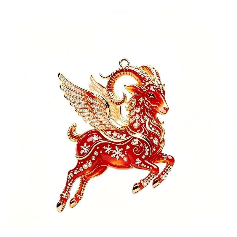 2D Flat Goat Hanging Ornament Acrylic Shining Goat Pendant Simulation Artificial Rhinestone Christmas Tree Ornament Bag Charms