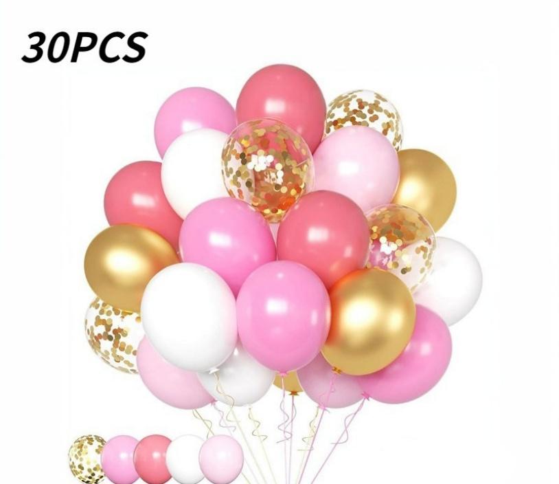 30pcs 10 Inch Multi-color Latex Balloons Set for Birthday Wedding Engagement Anniversary Bachelorette Bridal Shower Decoration