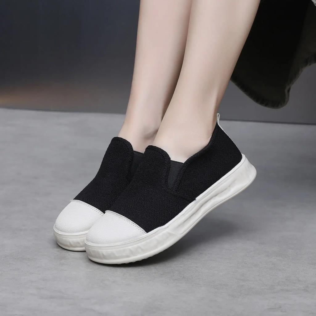 High on Platform Canvas Shoes for Women Original Offer Comfortable and Elegant Cotton Cheap Trends 2025 Deals New Woman Footwear
